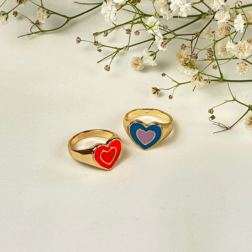 Chunky Double Layer Heart Ring
