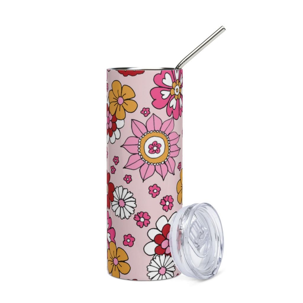 Stainless Steel Tumbler - Pink Flowers