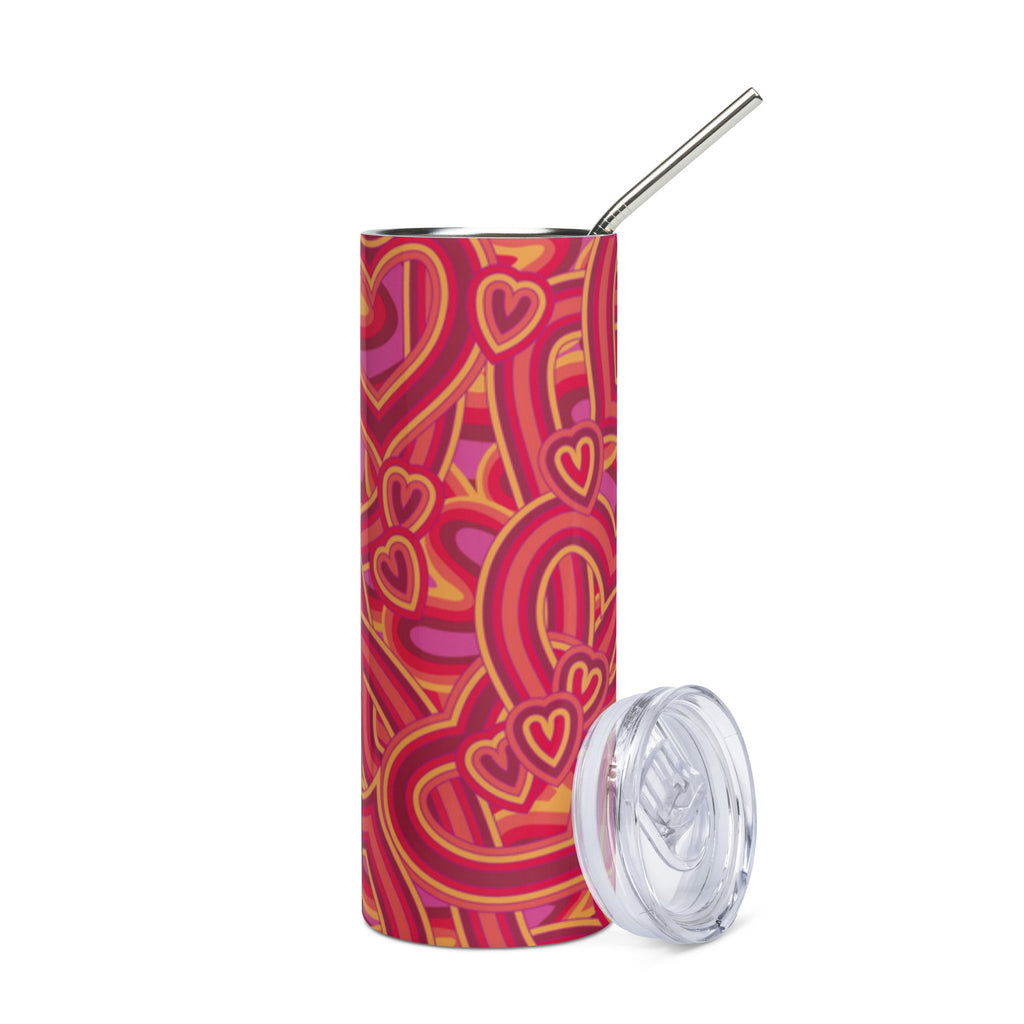 Stainless Steel Tumbler - Striped Hearts